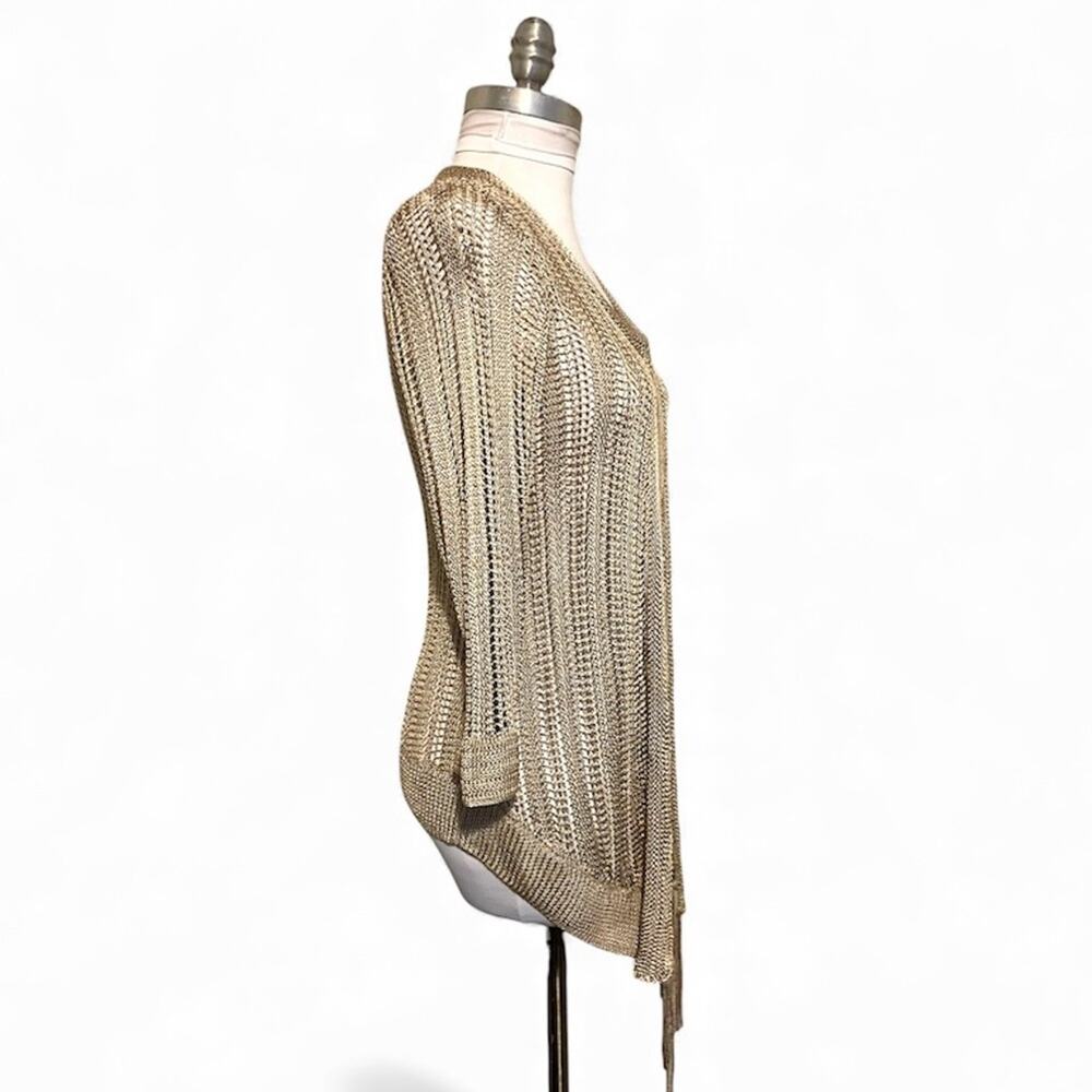 NEW Chico's Beige Fringe Open-Front Cardigan knit sweater size 0 - Picture 4 of 9
